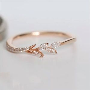 Rose Gold Plated Ring Leaf Bling
